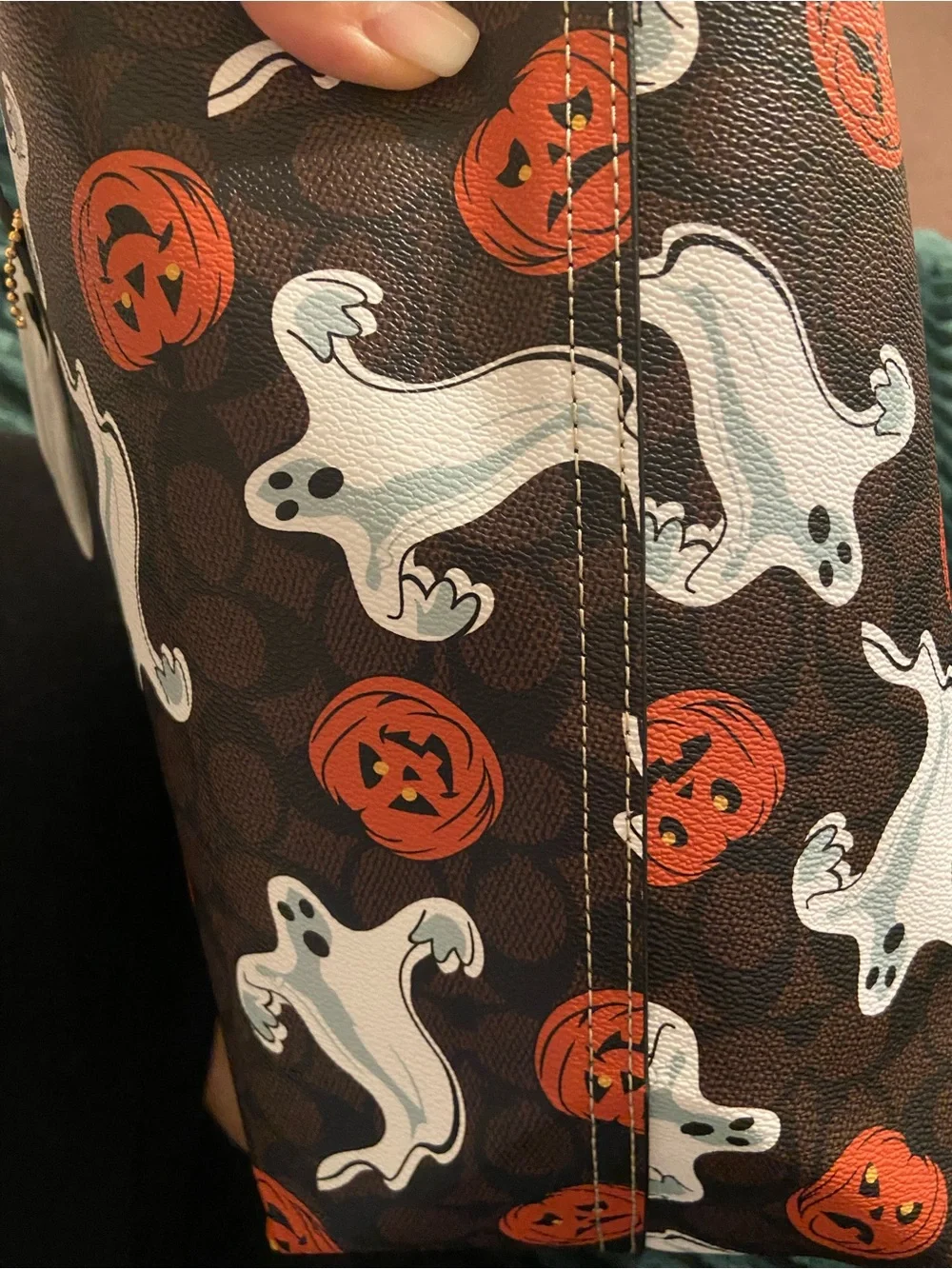 Coach Brown Halloween Ghost & Pumpkin Tote